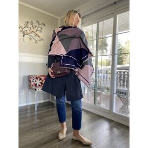 BYBLOS Italy Navy Blue/Pink Scarf Wrap 26x72” NEW WITH TAGS Very Soft